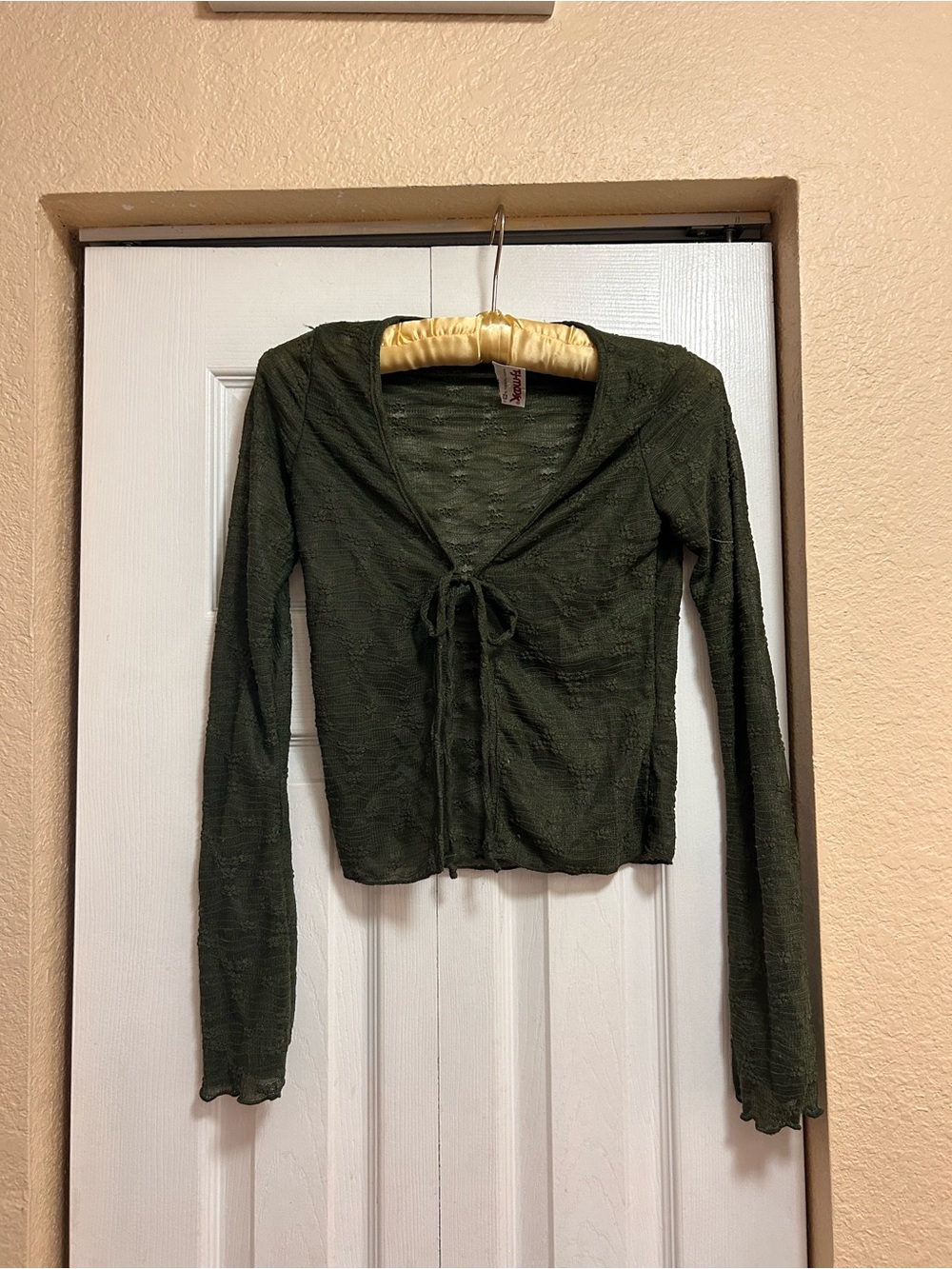 T.J.Maxx Olive Green Tie-Front Lightweight Cardigan